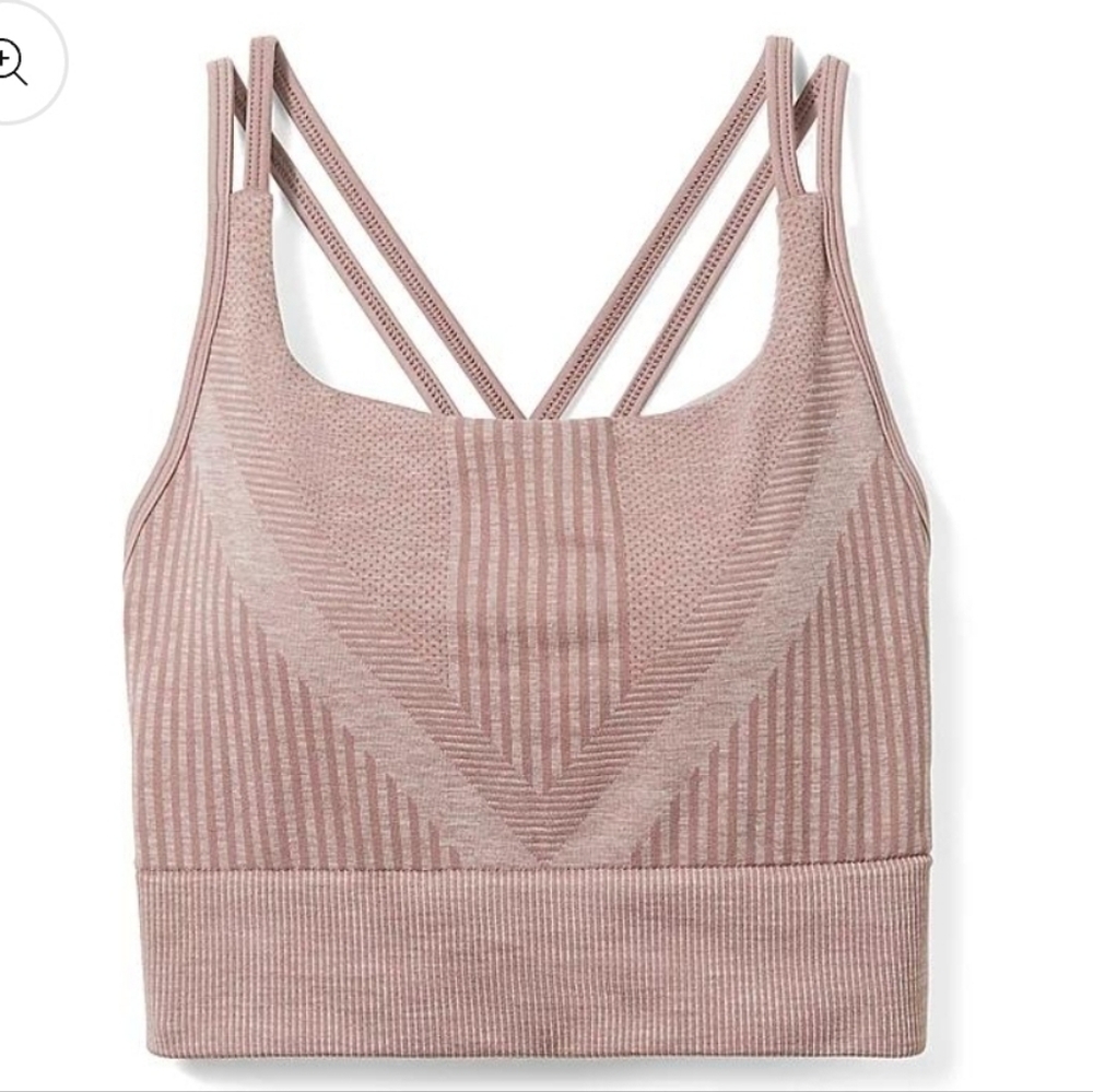 Smartwool Sports Bra Intraknit Seamless Strappy Sandstone Wool Blend Size XS NEW